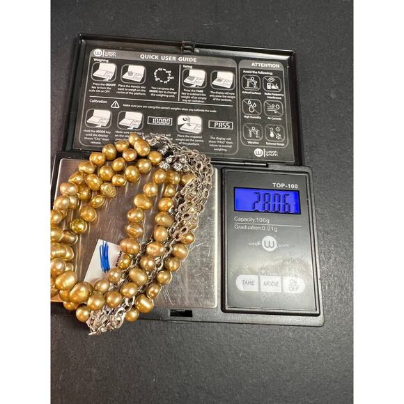 NEW golden green freshwater pearl and sterling silver necklace - Picture 13 of 14